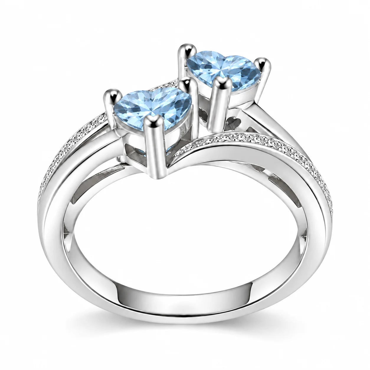 1.12 Carat Double Heart Bypass Diamond Ring