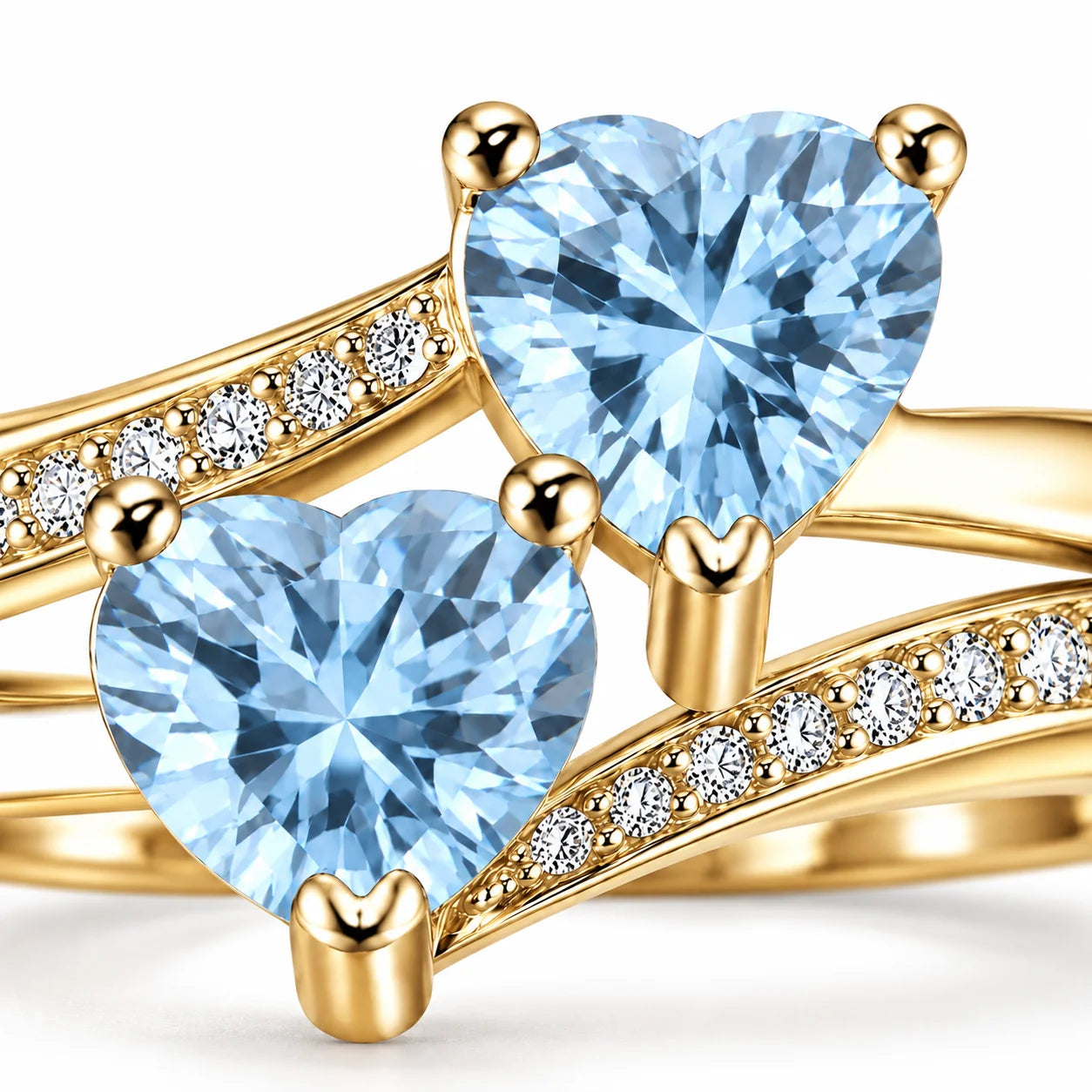 1.12 Carat Double Heart Bypass Diamond Ring