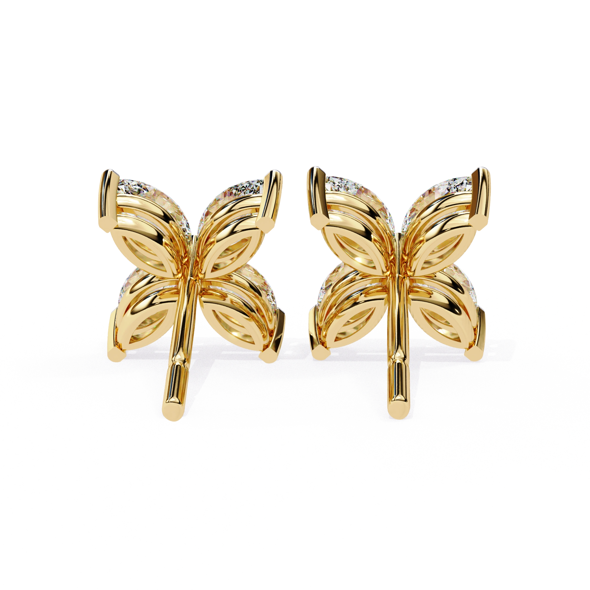 1.12 Carat Diamond Earrings Studs Floral Marquise Cluster Design