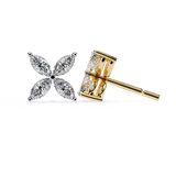 1.12 Carat Diamond Earrings Studs Floral Marquise Cluster Design