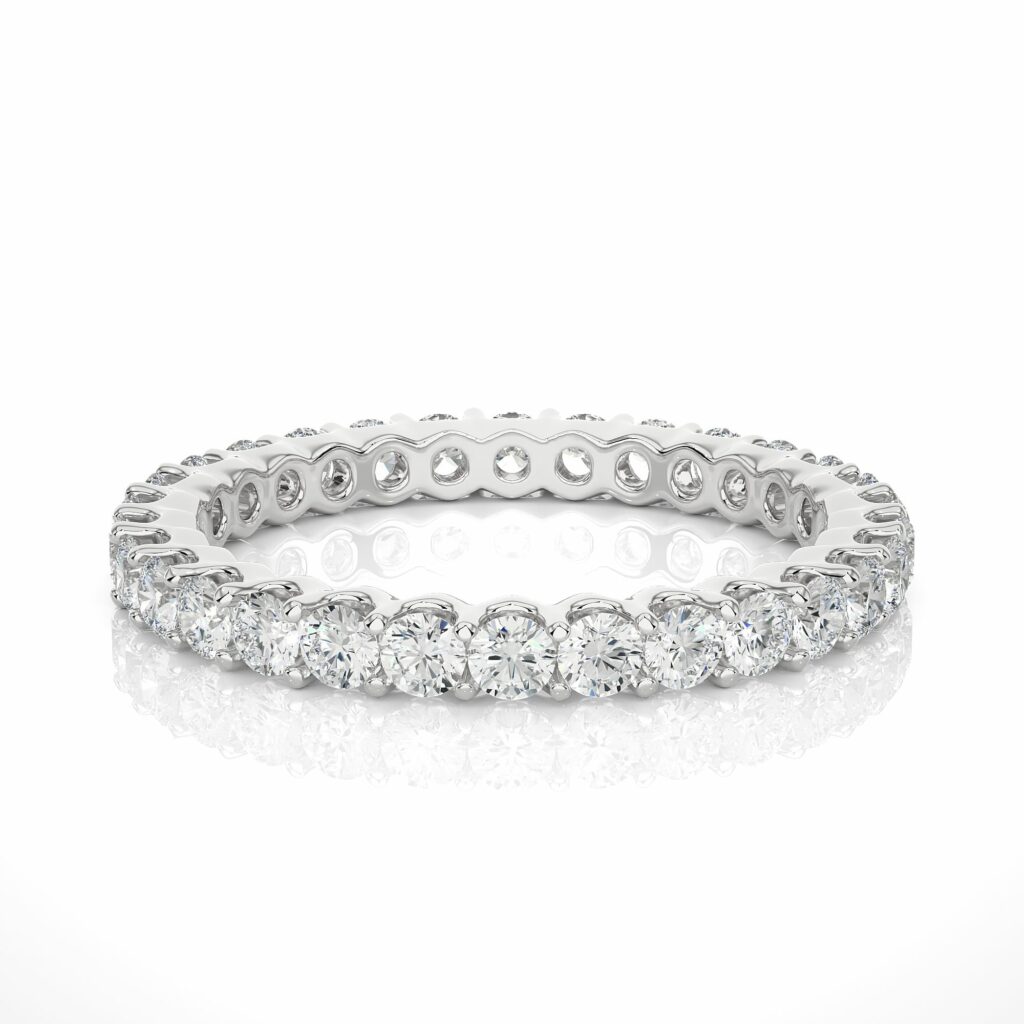 1.20 Ct Round Cut Prong Setting Diamond Wedding Band 950 Platinum Natural Diamond Eternity Wedding Rings