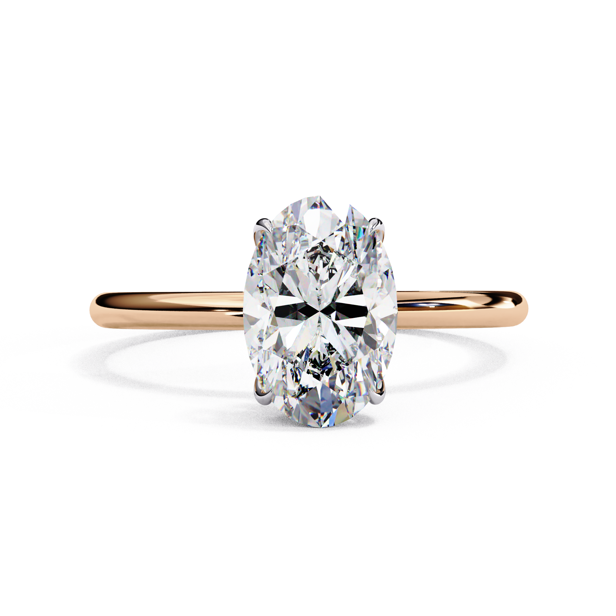 1.20 Carat Oval Cut Dual Tone Solitaire Engagement Ring 18K Rose Gold