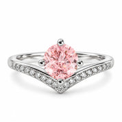 1.21 Carat Fancy Pink Round Cut Diamond Curve Ring