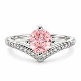 1.21 Carat Fancy Pink Round Cut Diamond Curve Ring