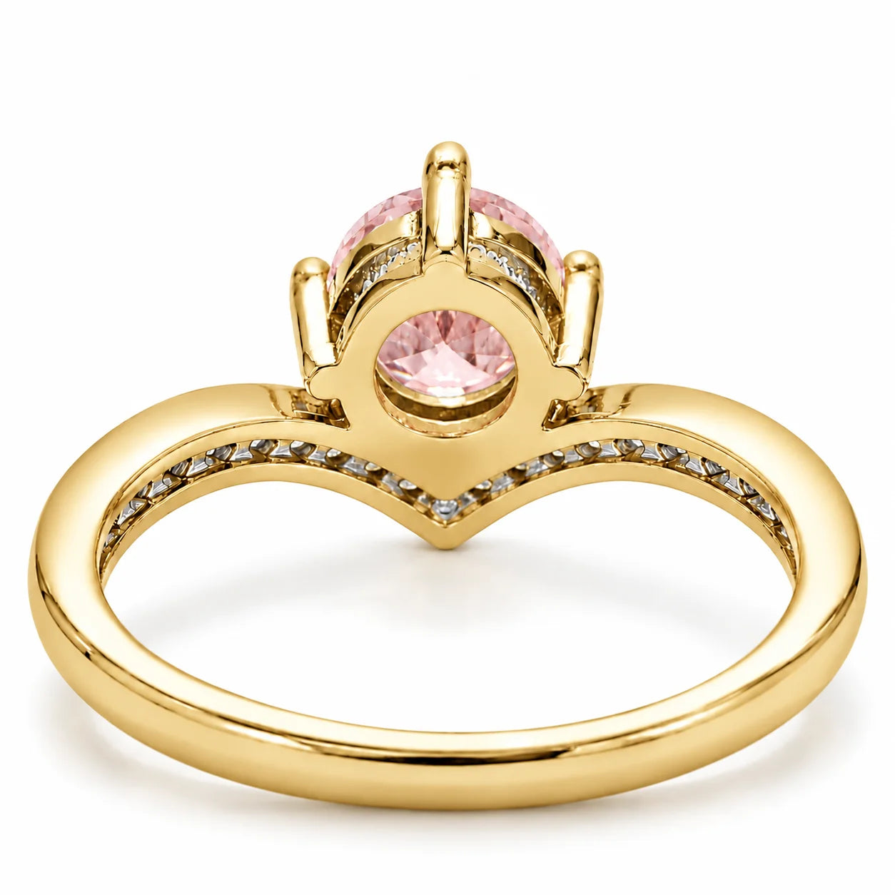 1.21 Carat Fancy Pink Round Cut Diamond Curve Ring