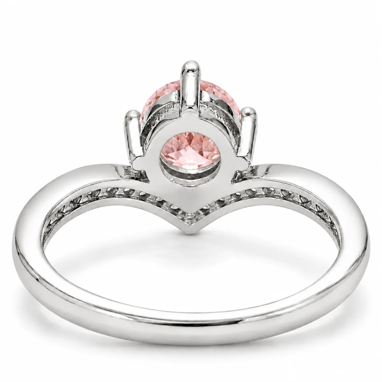 Back View of 1.21 Carat Fancy Pink Round Cut Diamond Curve Ring
