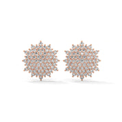1.24 Carat Diamond Earrings Studs in White Gold Floral Design 18K Rose Gold Natural Diamond