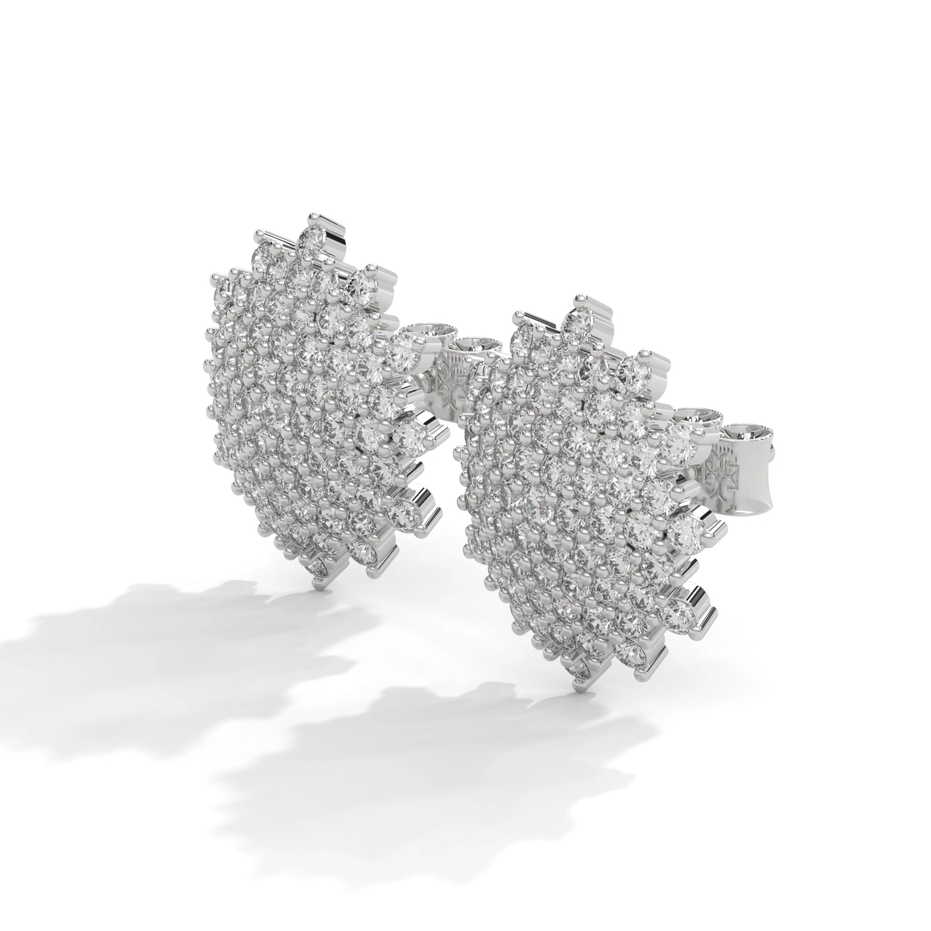 1.24 Carat Diamond Earrings Studs in White Gold Floral Design