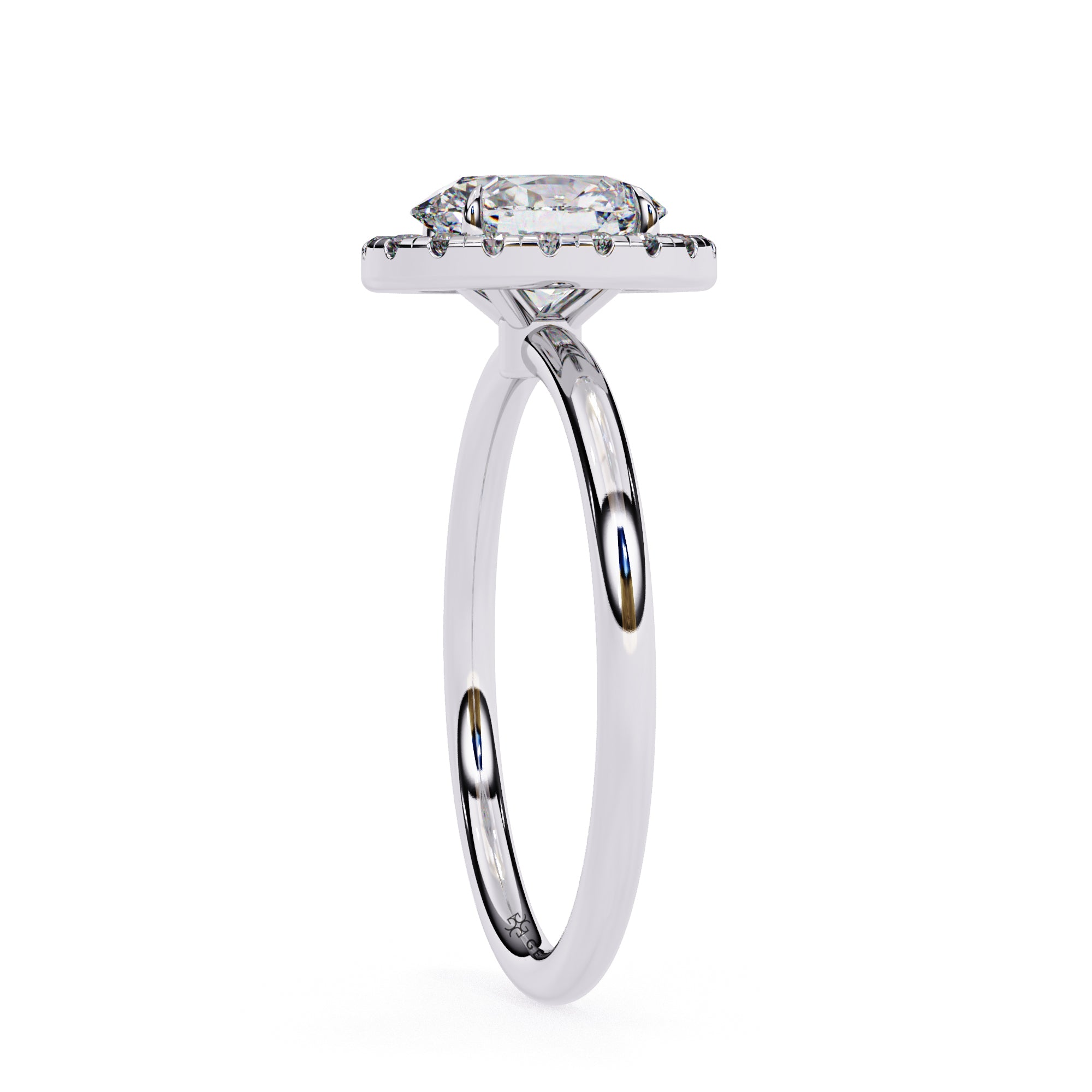 Oval Cut Halo Lab Grown Diamond Ring With Sleek Band Lab Diamond Engagement Rings