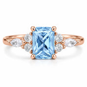 Front View Of 1.34 Carat Radiant Cut Diamond Ring with Marquise and Round Diamonds