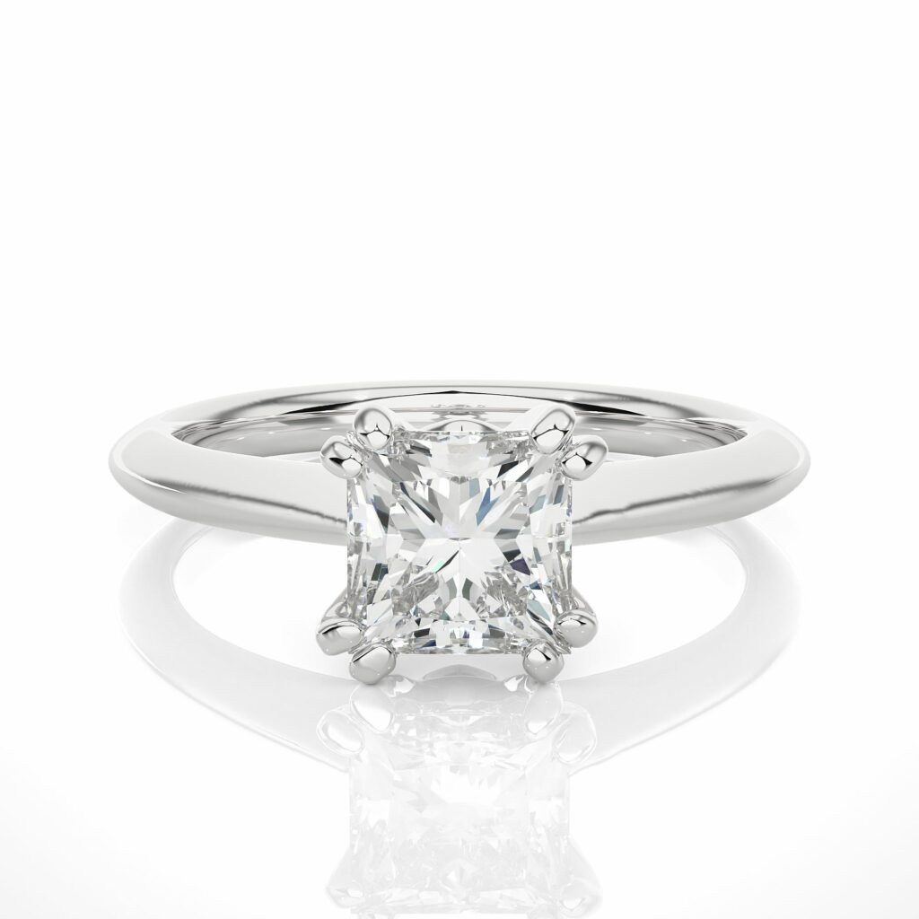 Princess Double Prong Solitaire Lab Created Diamond Engagement Ring Lab Diamond Solitaire Engagement Rings