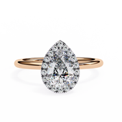 2.19 Carat Pear Cut Halo Lab Grown Diamond Engagement Ring 18K Rose Gold