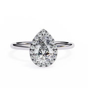 2.19 Carat Pear Cut Halo Lab Grown Diamond Engagement Ring