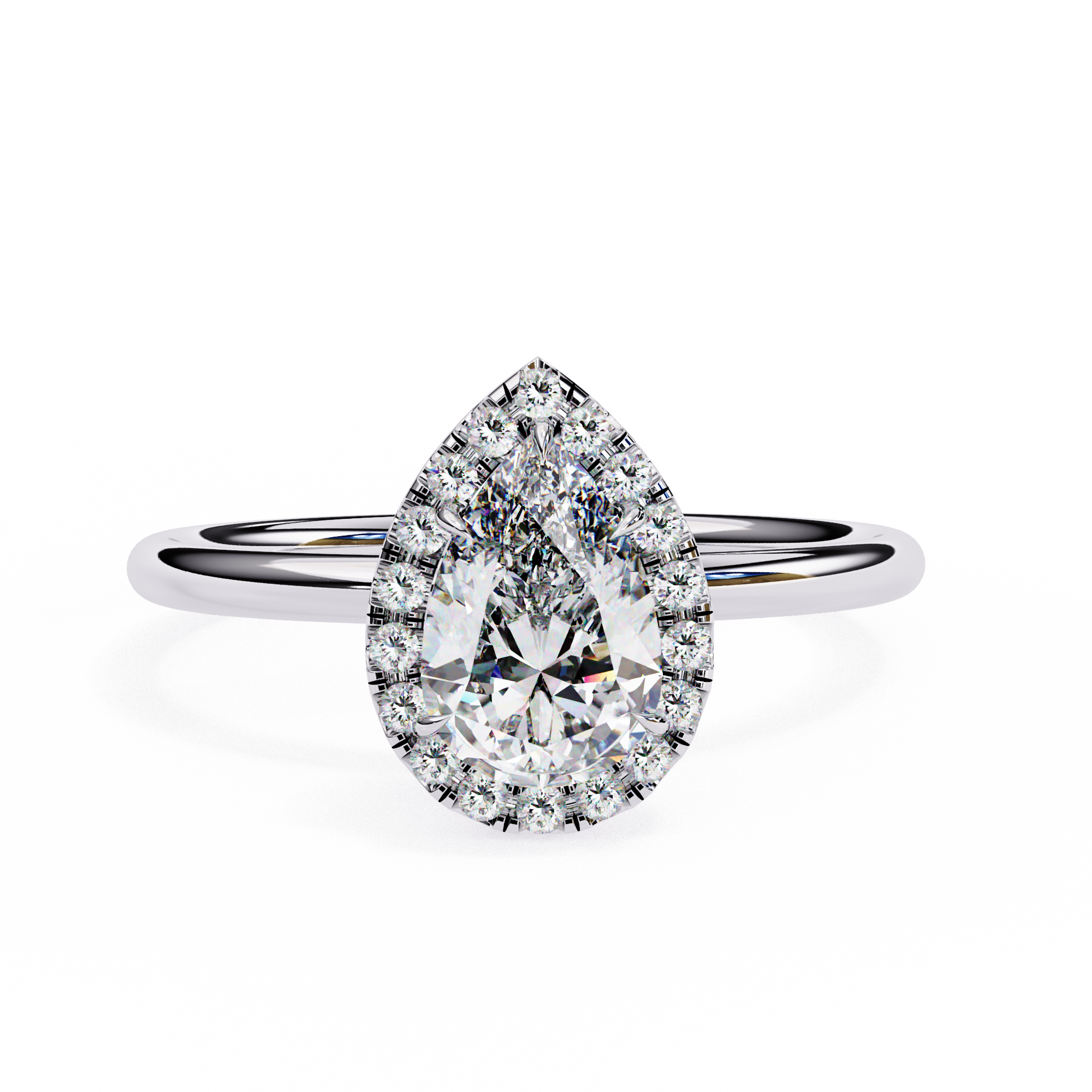 2.19 Carat Pear Cut Halo Lab Grown Diamond Engagement Ring