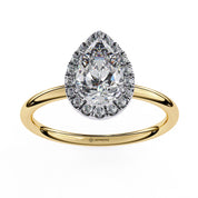 2.19 Carat Pear Cut Halo Lab Grown Diamond Engagement Ring