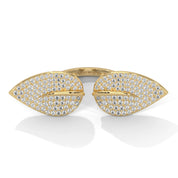 1.62 Carat Diamond Leaf Design Ring in Rose Gold 18K Yellow Gold Natural Diamond