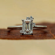 1.38 Carat Emerald Shape Five Stone Lab Diamond Ring