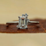 1.38 Carat Emerald Shape Five Stone Lab Diamond Ring