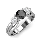 1.70 Carat Black Diamond Three Stone Engagement Ring Black Diamond Engagement Ring