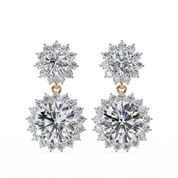 1.52 Carat Diamond Drop Earrings With Floral Cluster Design 18K Rose Gold Natural Diamond