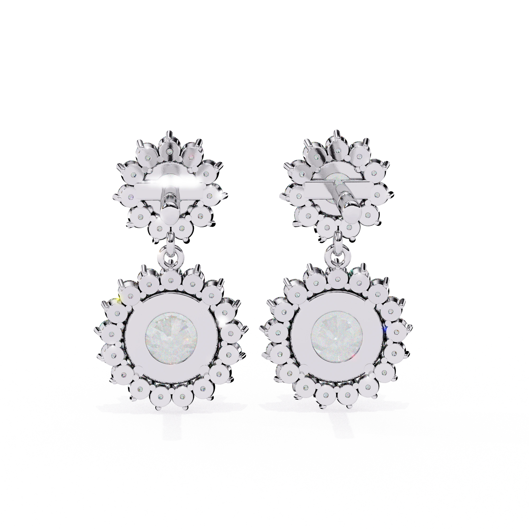 1.52 Carat Diamond Drop Earrings With Floral Cluster Design