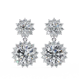 1.52 Carat Diamond Drop Earrings With Floral Cluster Design