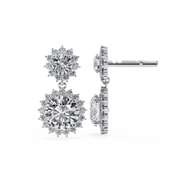 1.52 Carat Diamond Drop Earrings With Floral Cluster Design