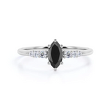 1.50 Ct Marquise Cut Black Diamond Engagement Ring