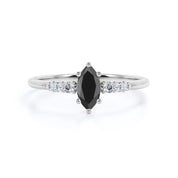 1.50 Ct Marquise Cut Black Diamond Engagement Ring Black Diamond Engagement Ring