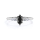 1.50 Ct Marquise Cut Black Diamond Engagement Ring