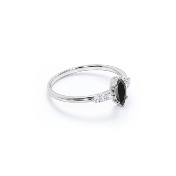 1.50 Ct Marquise Cut Black Diamond Engagement Ring Black Diamond Engagement Ring
