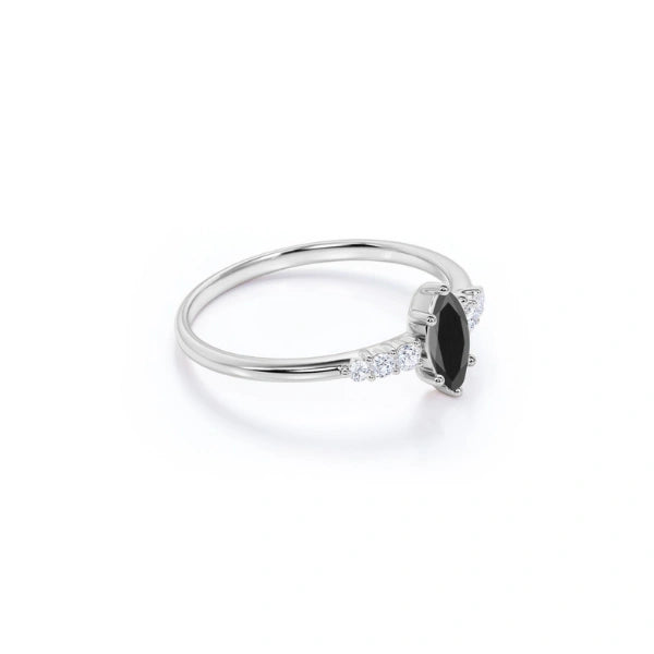 1.50 Ct Marquise Cut Black Diamond Engagement Ring Black Diamond Engagement Ring