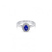1.60 Carat Oval Tanzanite Gemstone 4 Prong Halo Ring in White Gold