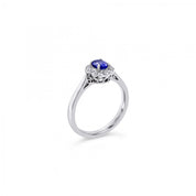 1.60 Carat Oval Tanzanite Gemstone 4 Prong Halo Ring in White Gold