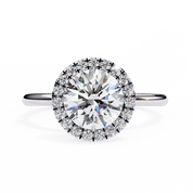 1.87 Carat Round Halo Lab Diamond Ring with Plain Band Lab Diamond Engagement Rings