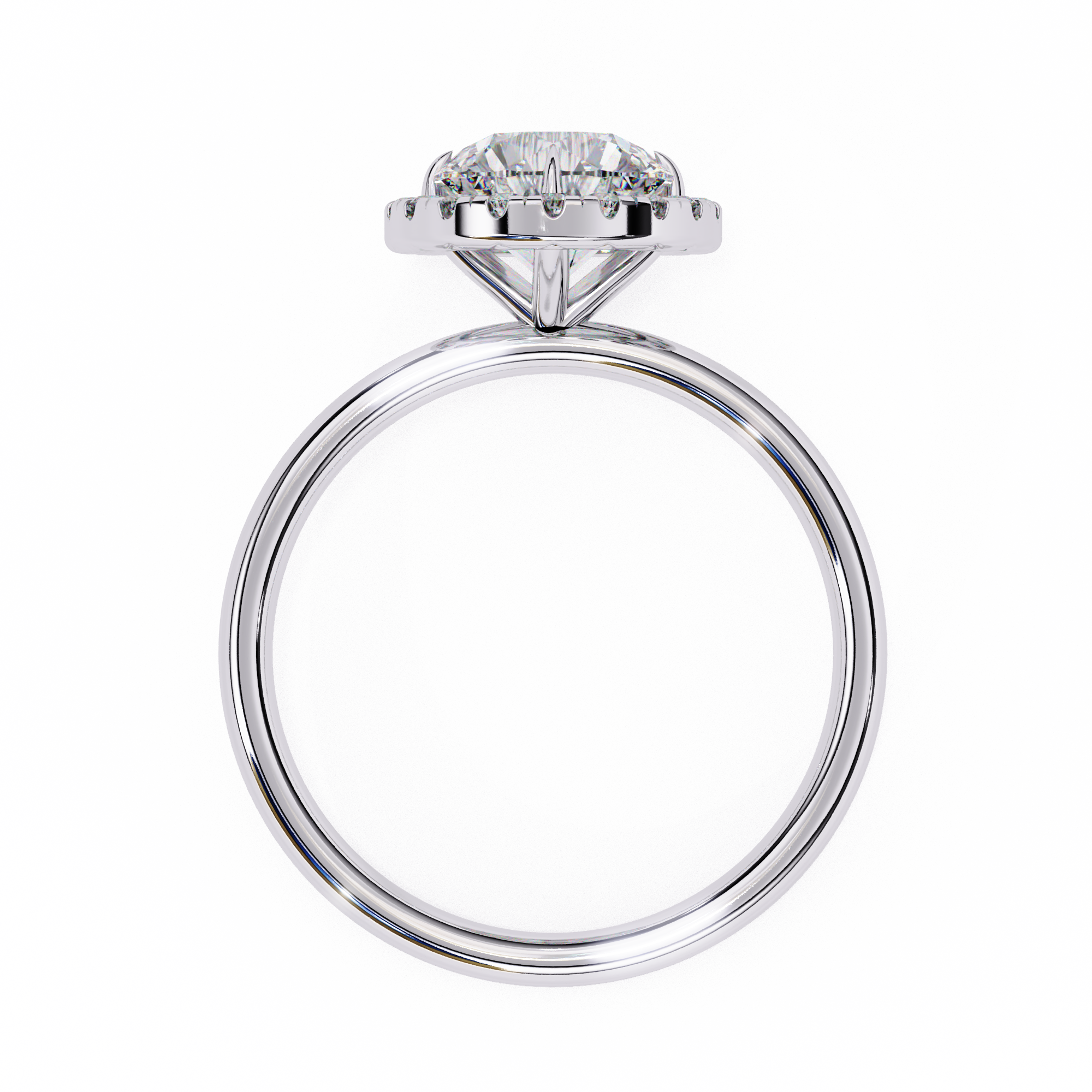 1.87 Carat Round Halo Lab Diamond Ring with Plain Band Lab Diamond Engagement Rings
