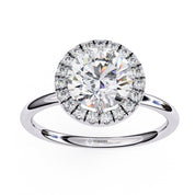 1.87 Carat Round Halo Lab Diamond Ring with Plain Band Lab Diamond Engagement Rings
