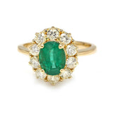 2.80 Carat Emerald Halo Prong Gemostone Ring