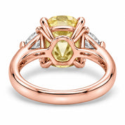 Back View Of 1.82 Carat Fancy Yellow Cushion Cut Three Stone Diamond Ring