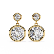 1.84 Carat Diamond Drop Earrings with Double Halo Design 18K Yellow Gold Natural Diamond
