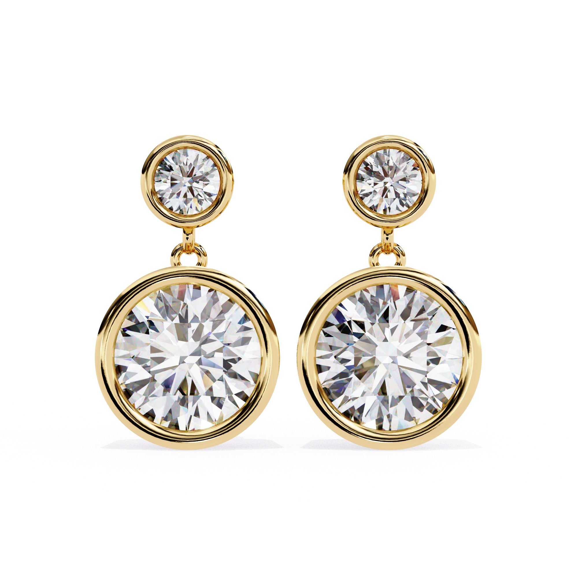 1.84 Carat Diamond Drop Earrings with Double Halo Design 18K Yellow Gold Natural Diamond