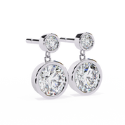 1.84 Carat Diamond Drop Earrings with Double Halo Design