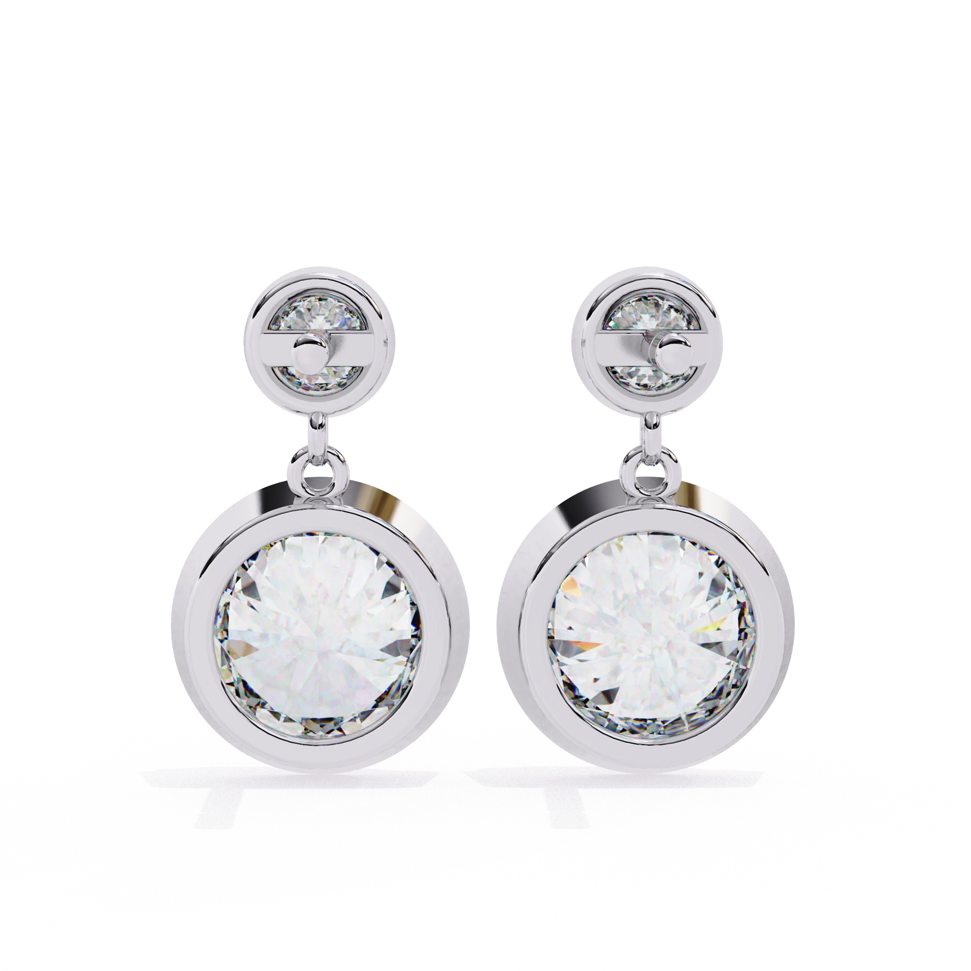 1.84 Carat Diamond Drop Earrings with Double Halo Design