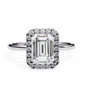 Emerald Shaped Halo Lab Diamond Ring In Rose Gold