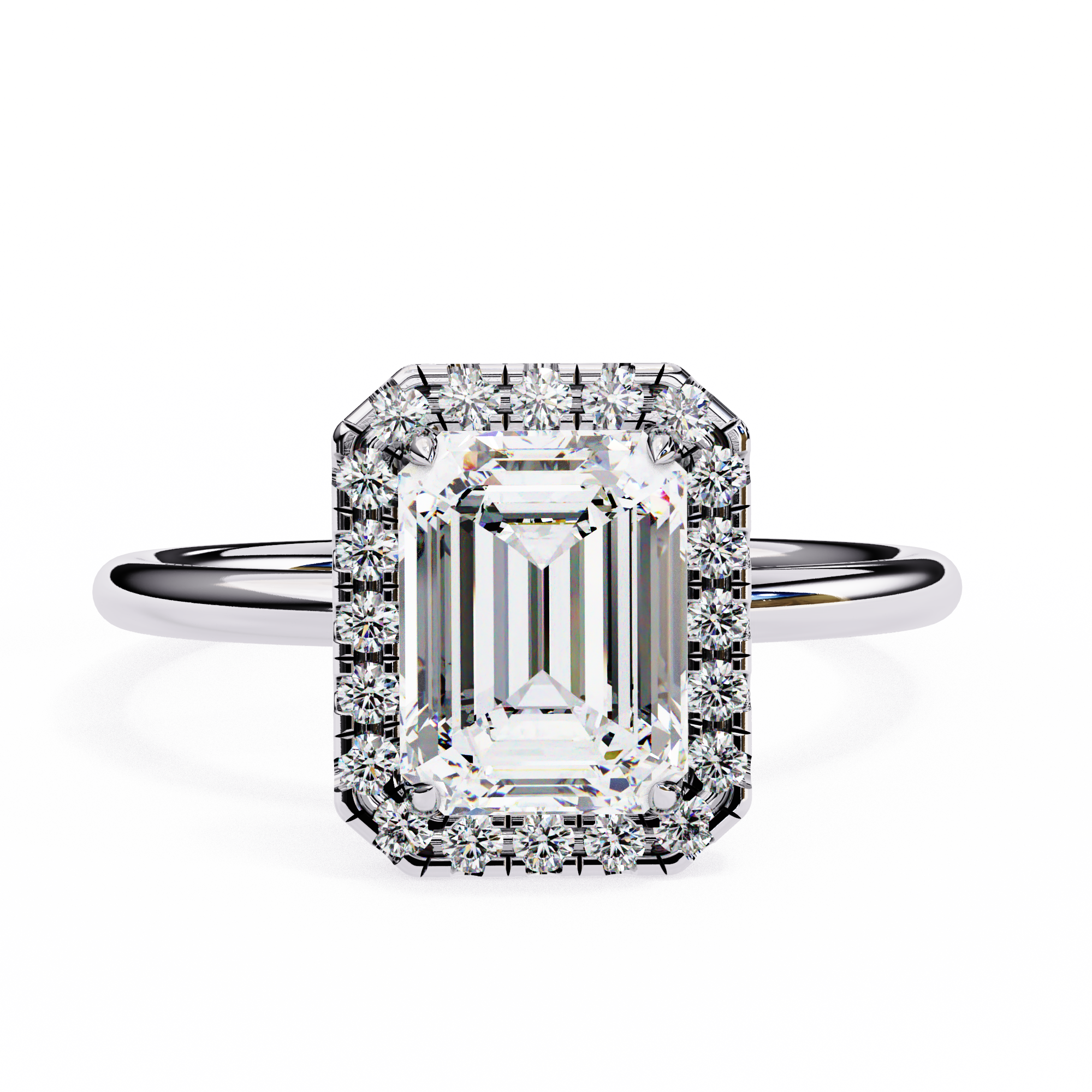 Emerald Shaped Halo Lab Diamond Ring In Rose Gold