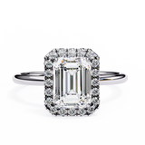 Emerald Shaped Halo Lab Diamond Ring In Rose Gold