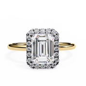 Emerald Shaped Halo Lab Diamond Ring In Rose Gold 18K Yellow Gold