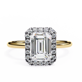 Emerald Shaped Halo Lab Diamond Ring In Rose Gold