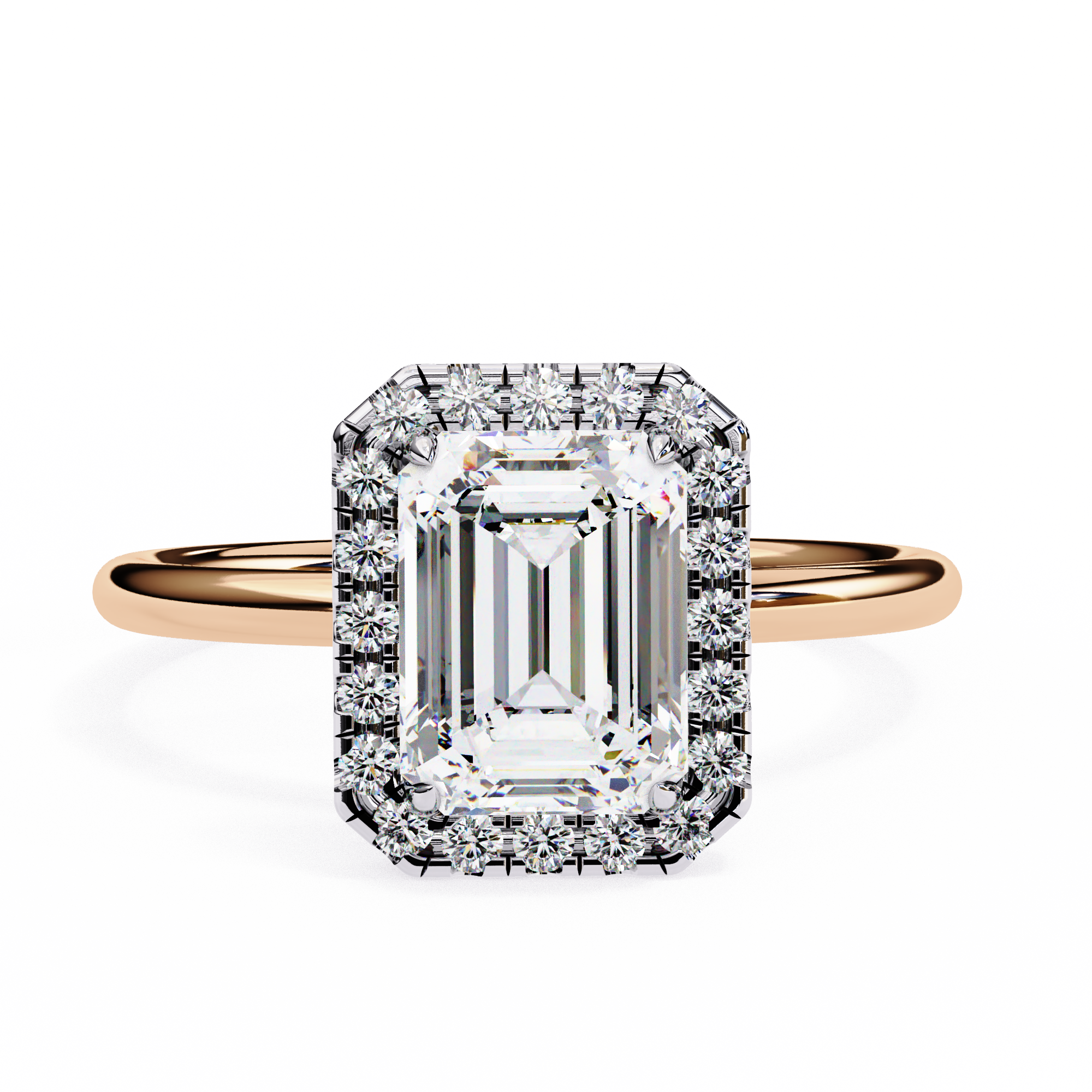 Emerald Shaped Halo Lab Diamond Ring In Rose Gold 18K Rose Gold