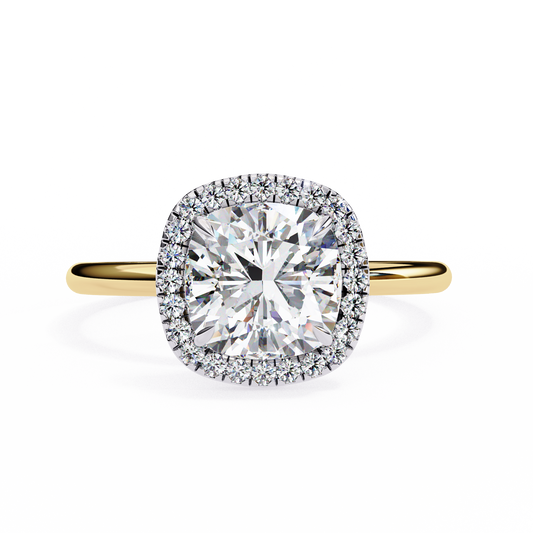 Cushion Cut Halo Lab Created Diamond Engagement Ring